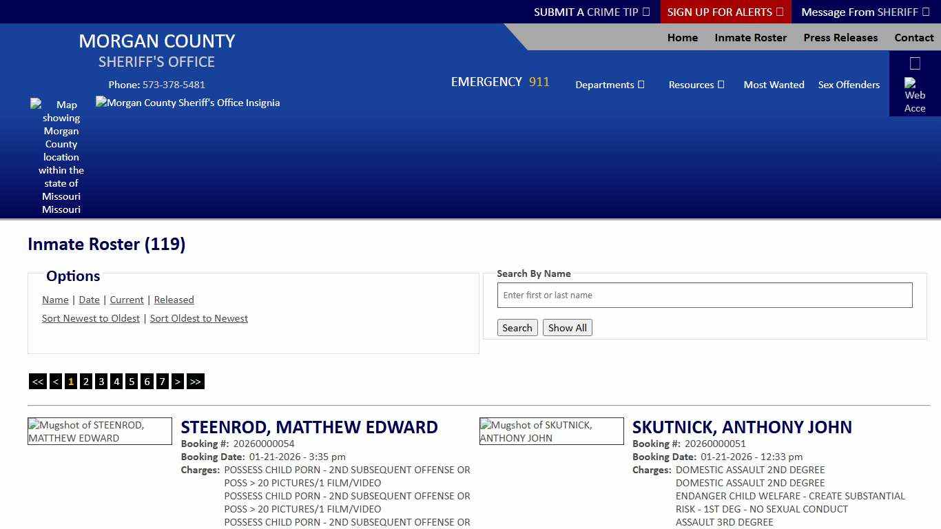 Inmate Roster - Current Inmates Booking Date Descending - Morgan County Sheriff MO